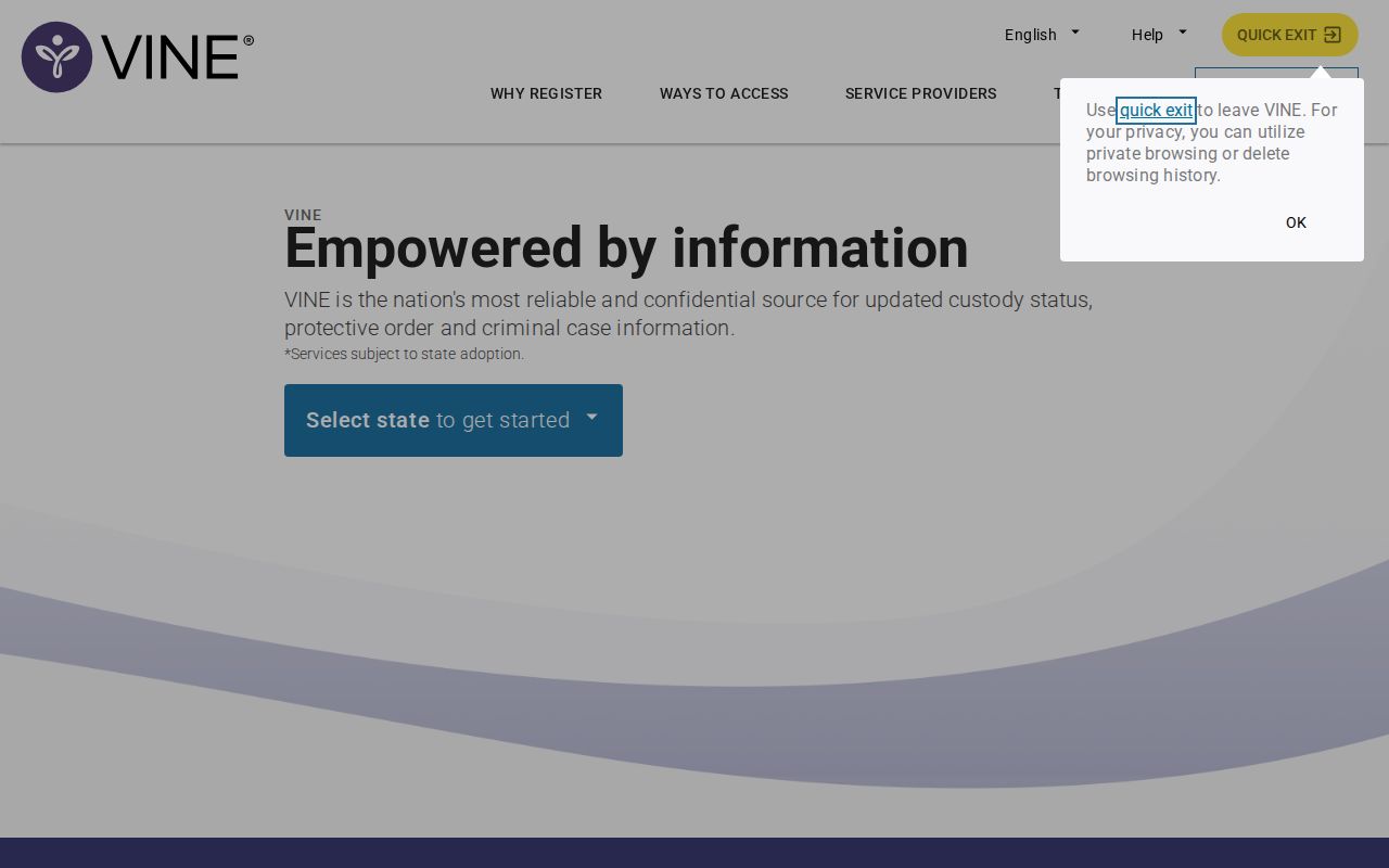 Goliad County arrest custody notification search on VINELink