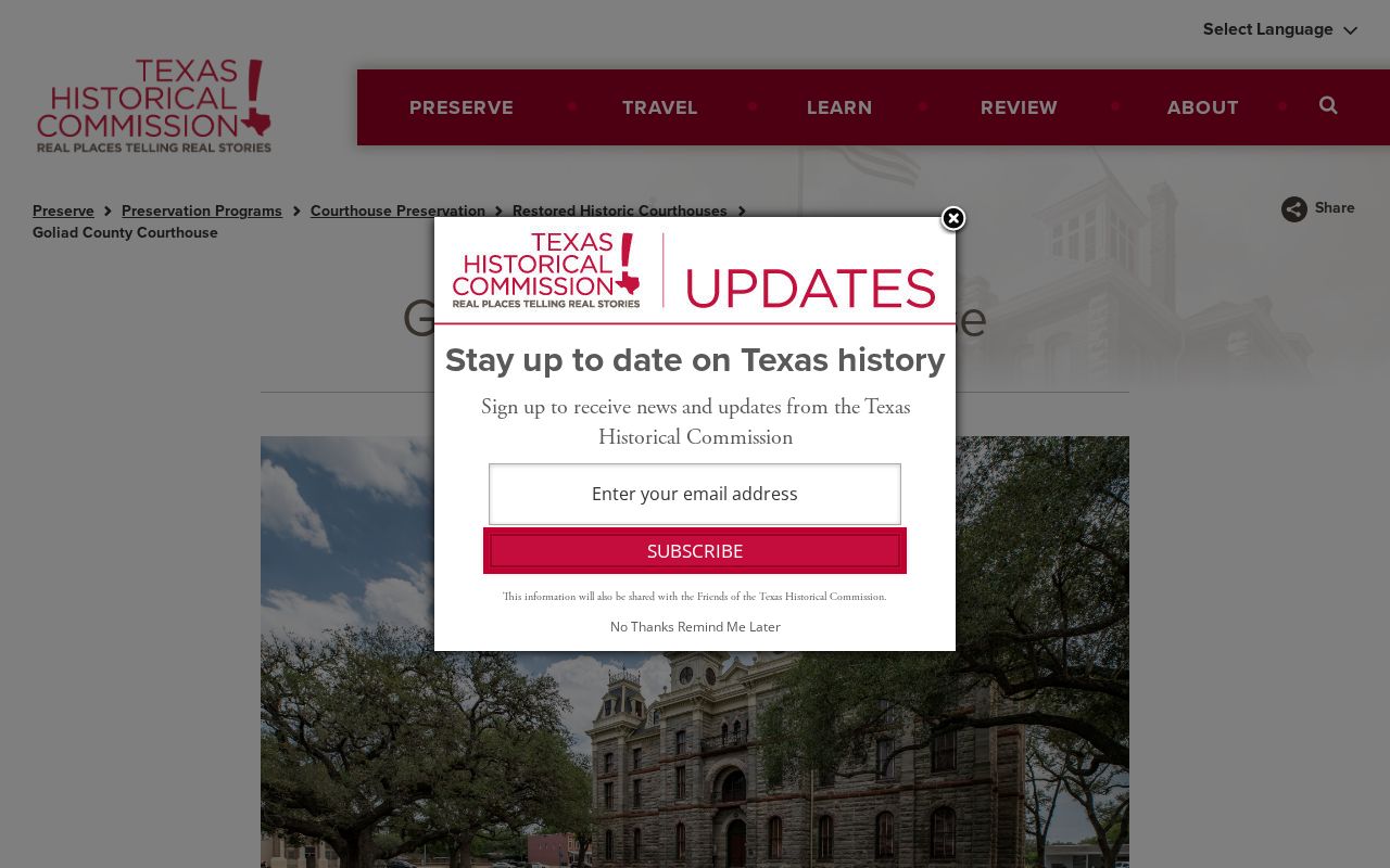 Goliad criminal court history restored county courthouse