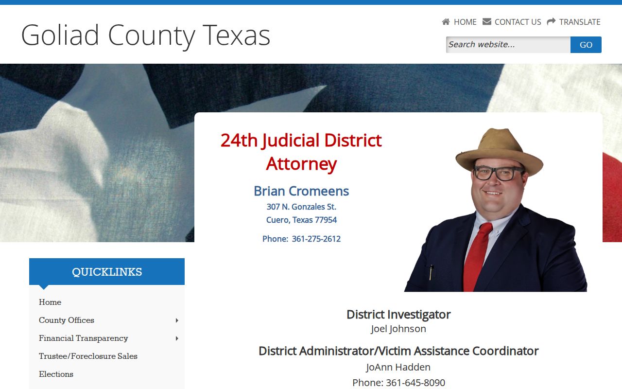 Goliad County criminal court case information from the district attorney