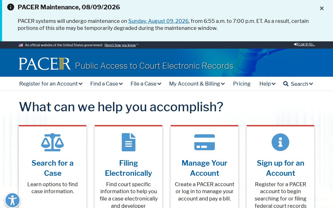 Goliad County federal criminal court case access through PACER