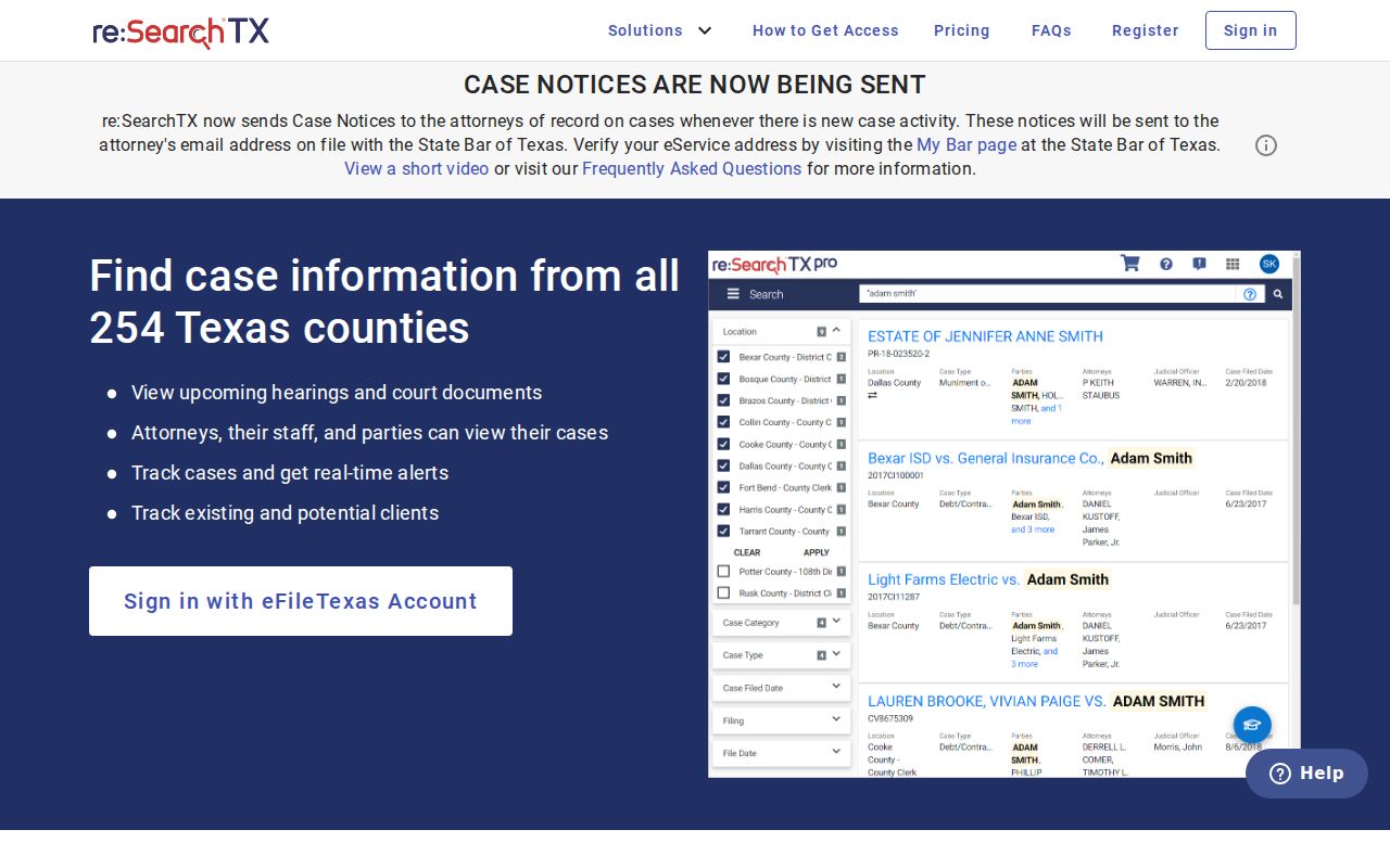 Goliad County criminal court case search through re:SearchTX