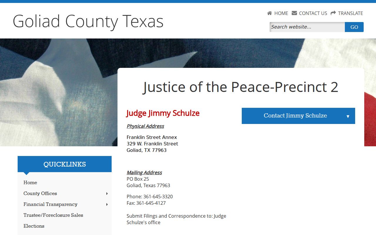 Goliad County criminal warrant Justice Court Precinct 2 page